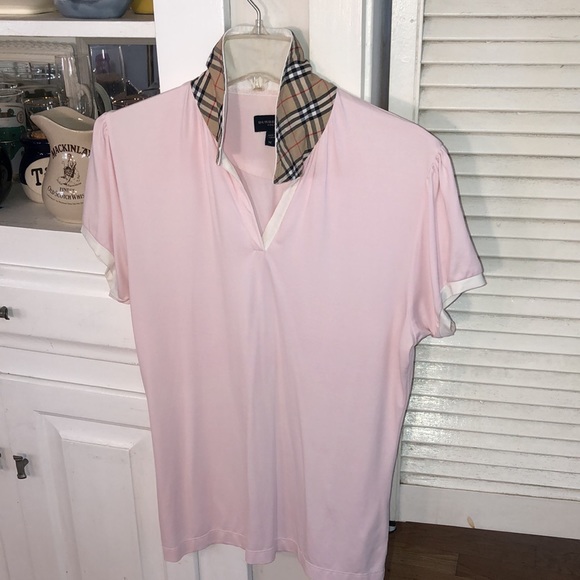 Burberry Tops - Burberry Golf Novo Check Plaid Collar Soft Pink White trim. Course 2 cocktails!